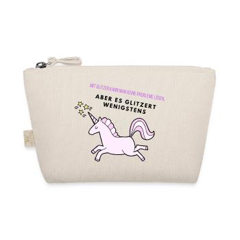 Glitzer Einhorn - Bio-Täschchen - Natur - Vorne