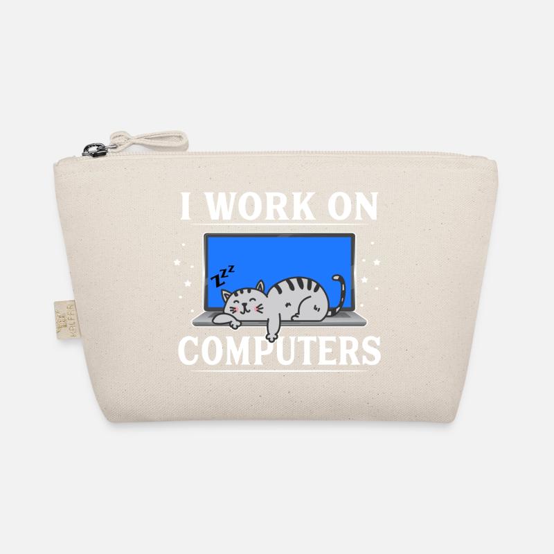 I Work on Computers Funny Cat Trousse biologique
