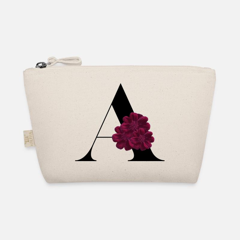 letter A flowered Organic Pouch