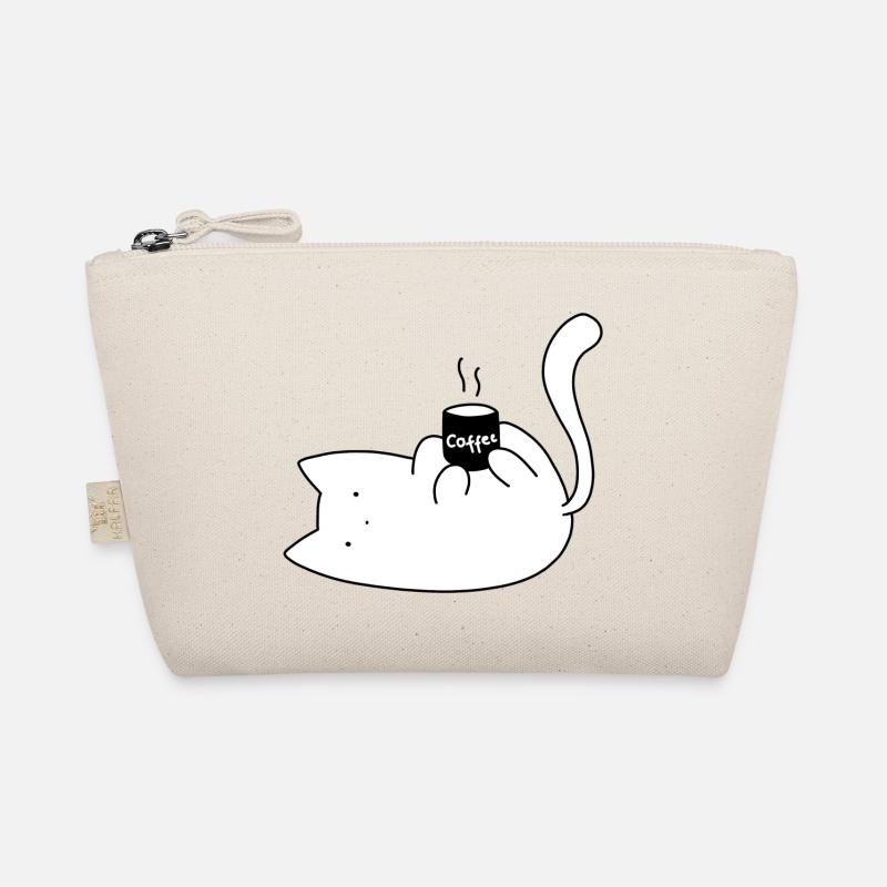 Cat Holding a Coffee Mug - Sticker - Organic Pouch - nature
