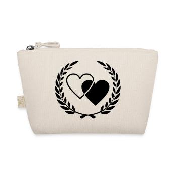 Two hearts with wreath - Organic Pouch - nature - Front