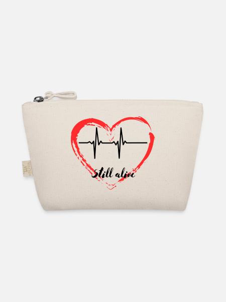 Herzschlag Herz Leben still alive Puls Herz Liebe - Bio-Täschchen - Natur - Vorne