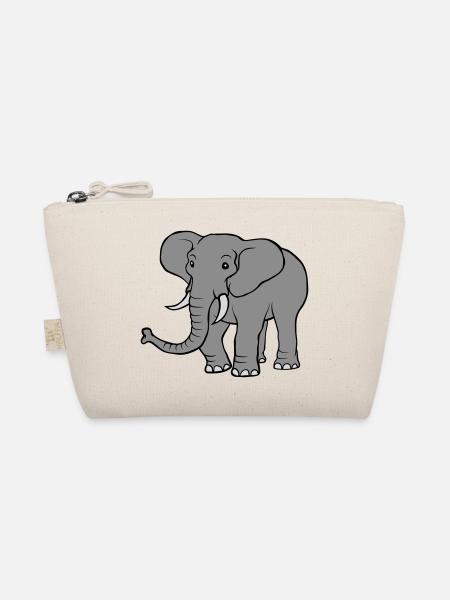 Large grey elephant - Organic Pouch - nature - Front