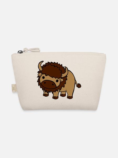Süßes großes Bison - Bio-Täschchen - Natur - Vorne