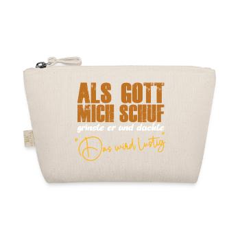Als Gott mich schuf lustige Sprüche Jesus Spruch - Bio-Täschchen - Natur - Vorne