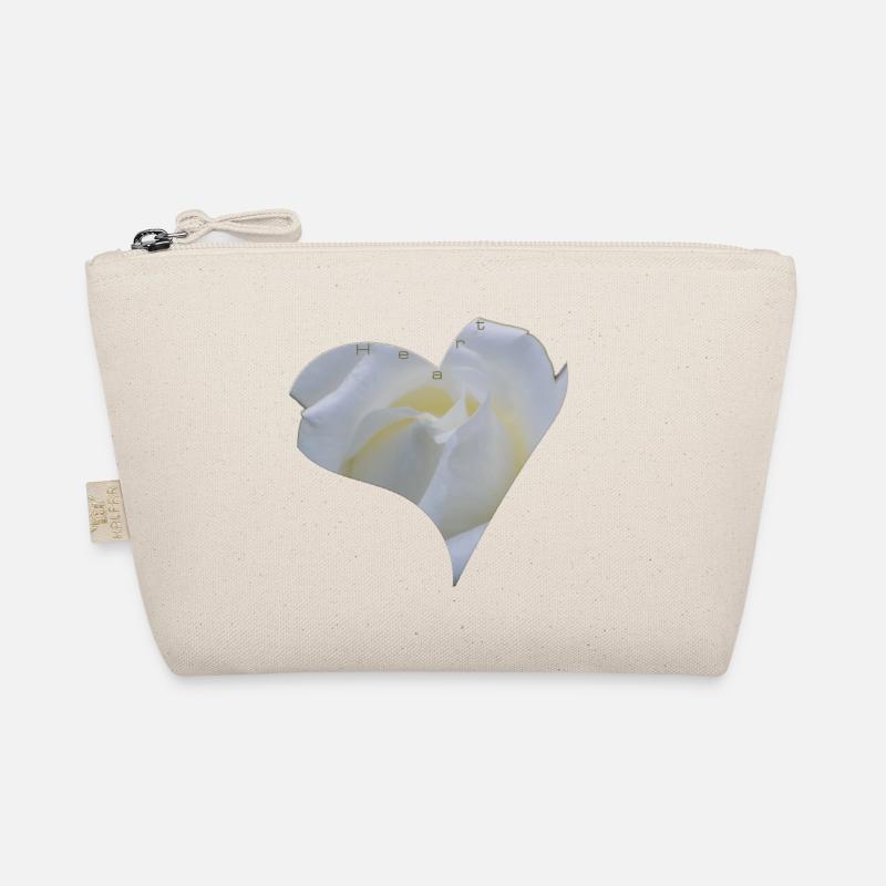 White Rose Heart Organic Pouch