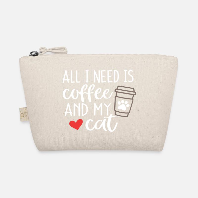 Alles, was ich brauche, ist Kaffee und meine Katze - Bio-Täschchen - Natur