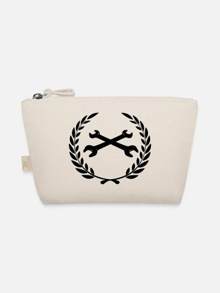 Wrenches logo for tinkerer in laurel wreath - Organic Pouch - nature - Front