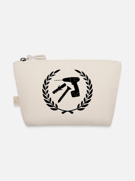 Tool logo for installer in laurel wreath - Organic Pouch - nature - Front