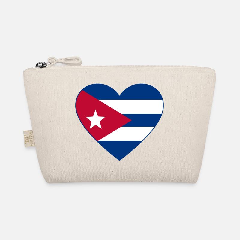 Cuba Flag Heart Organic Pouch