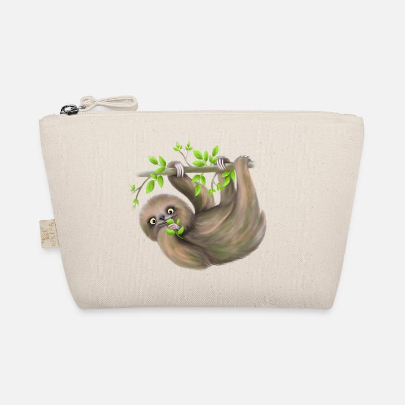 Sloth chills on branch and eats leaves Organic Pouch