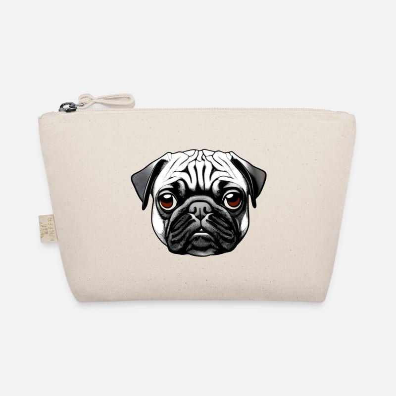 Mops Design Grafik Druck Motiv - Bio-Täschchen - Natur