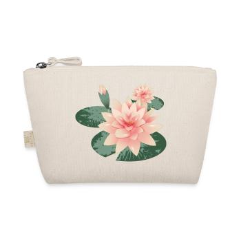 Two water lily blossoms with bud in lily pond - Organic Pouch - nature - Front