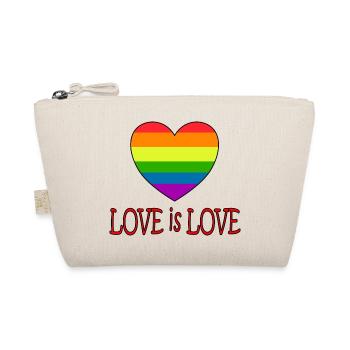Regenbogen - Herz mit Love is Love - Bio-Täschchen - Natur - Vorne