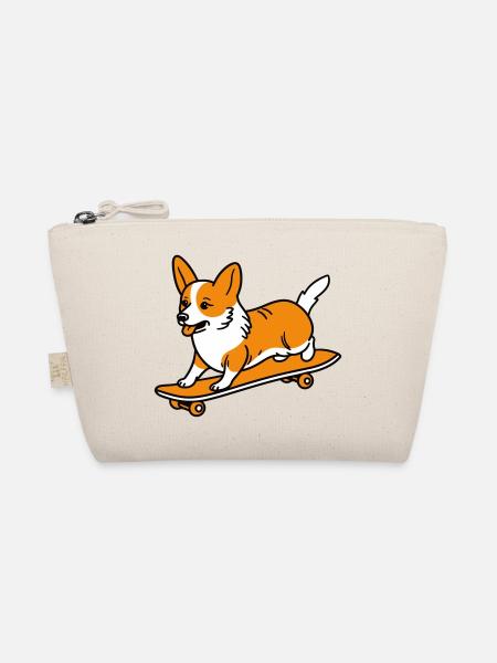 corgi on a skateboard - Organic Pouch - nature - Front
