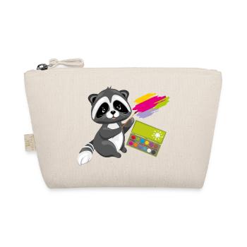 Waschbär mit Pinsel- und Aquarellfarben - Bio-Täschchen - Natur - Vorne