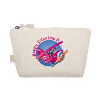 Joyeuse Saint-Valentin. Pilote dans un avion avec du coeur - Trousse biologique - nature - Devant