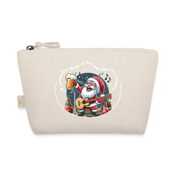 Santa Claus Singing Beer Wine Lettering - Organic Pouch - nature - Front