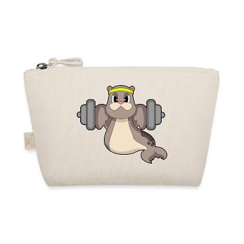 Seal Bodybuilder Barbell Bodybuilding - Organic Pouch - nature - Front