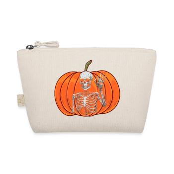Kürbis Oktober Geist Spuk Halloween Skelett - Bio-Täschchen - Natur - Vorne