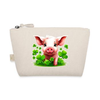 Cute lucky pig with shamrocks - Organic Pouch - nature - Front