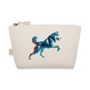 3D Geometrischer Origami-Husky-Schlittenhund - Bio-Täschchen - Natur - Vorne