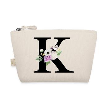 Purple Floral K Letter - Organic Pouch - nature - Front