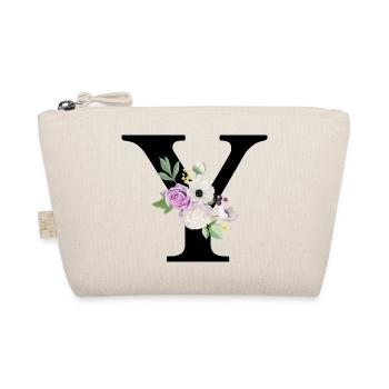 Purple floral letter y - Organic Pouch - nature - Front