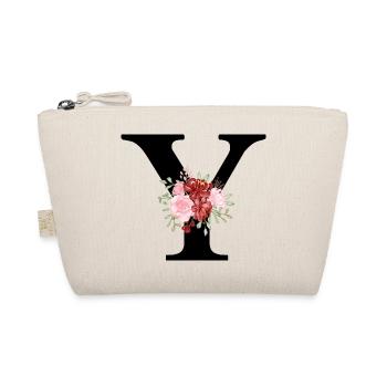 Red Floral Y Letter - Organic Pouch - nature - Front