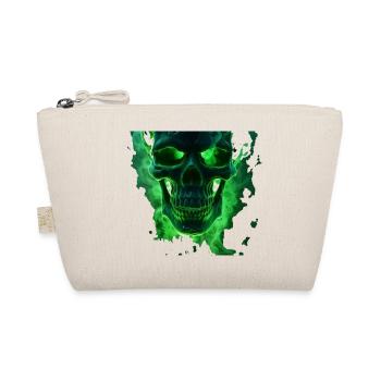 Leuchtender grüner Totenkopfdesign - Bio-Täschchen - Natur - Vorne