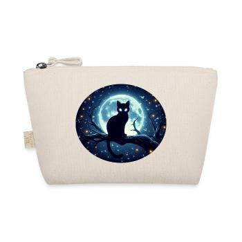 Cat sitting on a branch at full moon - Organic Pouch - nature - Front