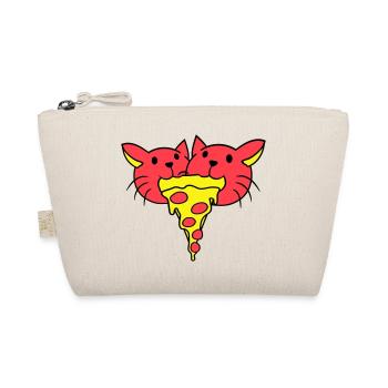2 Katzen Essen Salami Pizza Fast Food Hunger Team - Bio-Täschchen - Natur - Vorne