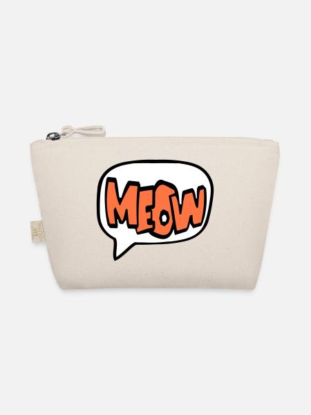 Meow Cat Meow Letters Speech Bubble Text Quote - Organic Pouch - nature - Front