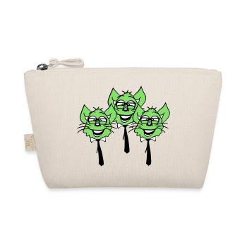 3 Schlaue Nerd Katzen Hornbrille Geek Krawatte Fun - Bio-Täschchen - Natur - Vorne