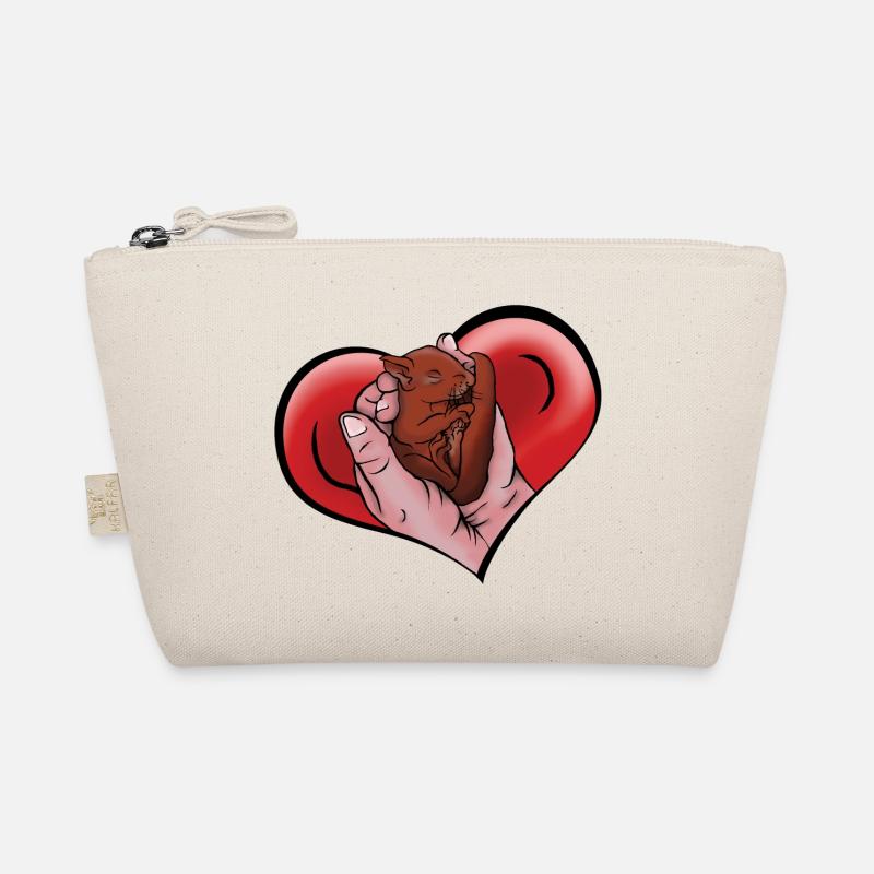 Comic Eichhörnchenbaby in den Händen im Herz Bio-Täschchen