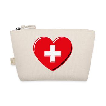 Herz Mit Schweizerkreuz (Schweiz / 3D / 3C) - Bio-Täschchen - Natur - Vorne