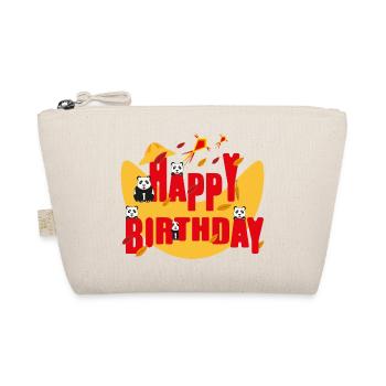 Happy Birthday in rot mit Bären. - Bio-Täschchen - Natur - Vorne