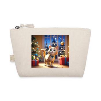 Cartoon Frohe Weihnachten Katze Geschenk - Bio-Täschchen - Natur - Vorne