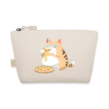 Cute Chubby Cat Eating Pizza - Organic Pouch - nature - Front