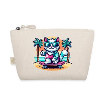 Cat on a Skateboard on the Beach - Organic Pouch - nature - Front