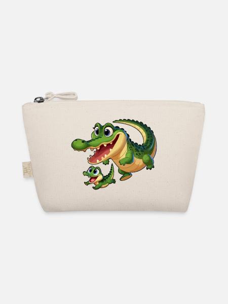 Crocodile mère et enfant gambadant - Trousse biologique - nature - Devant