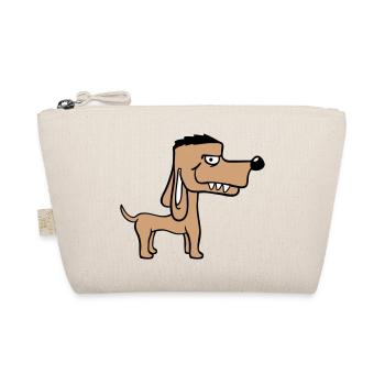 Dog Stands Bad Guy Teeth Monster Fun - Organic Pouch - nature - Front