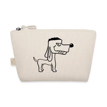 Dog Stands Bad Guy Teeth Monster Fun - Organic Pouch - nature - Front