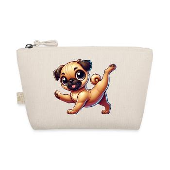 Süßer Mops Handstand Breakdance Salto Cartoon - Bio-Täschchen - Natur - Vorne