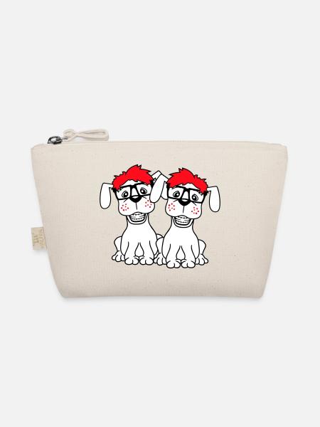 2 Hunde Nerd Hornbrille Geek Zahnspange Schlau - Bio-Täschchen - Natur - Vorne