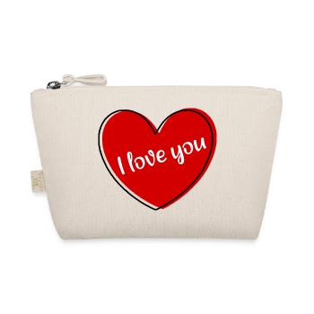 rotes Herz rot Herz Geschenk Valentinstag  - Bio-Täschchen - Natur - Vorne