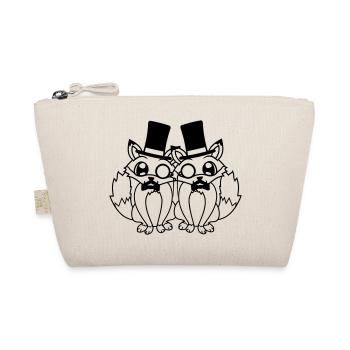 2 Foxes Friends Top Hat Men's Monocle Glasses - Organic Pouch - nature - Front