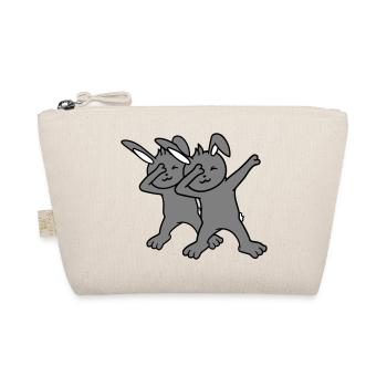 2 Bunnies Dabbing Dab Dance Pose Dancing Friends Team - Organic Pouch - nature - Front