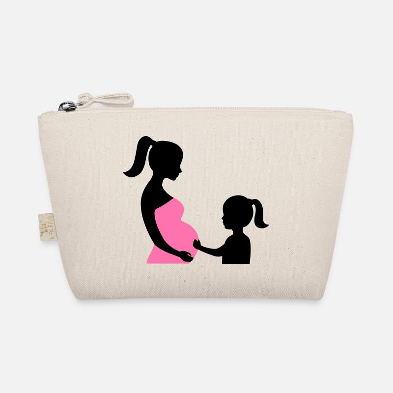 Schwangere mit Tochter Silhouette Bio-Täschchen