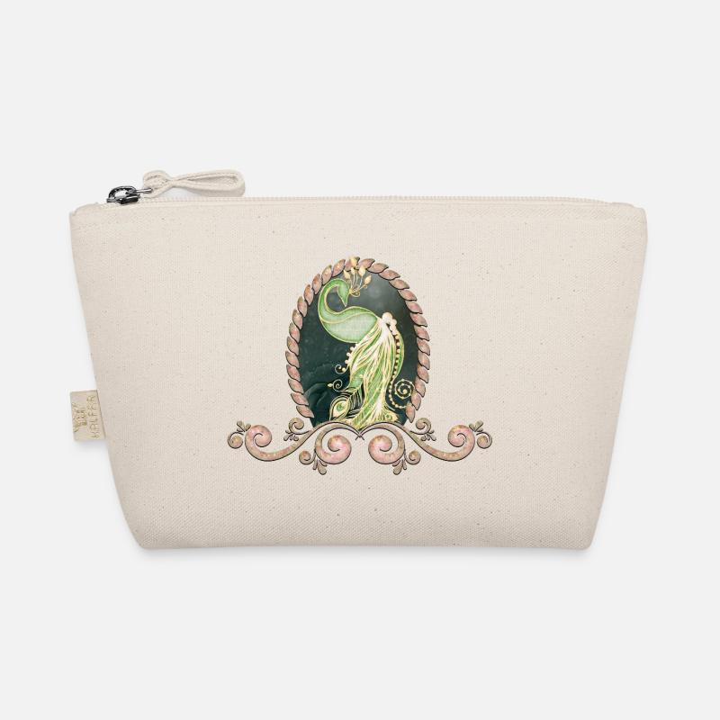 Un paon majestueux en or et vert. Trousse biologique